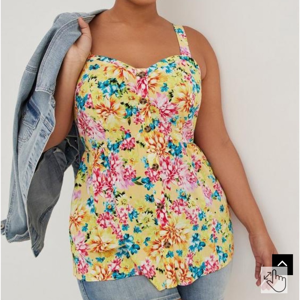 Torrid Fit And Flare Rayon Slub Lace-Up Back Tank